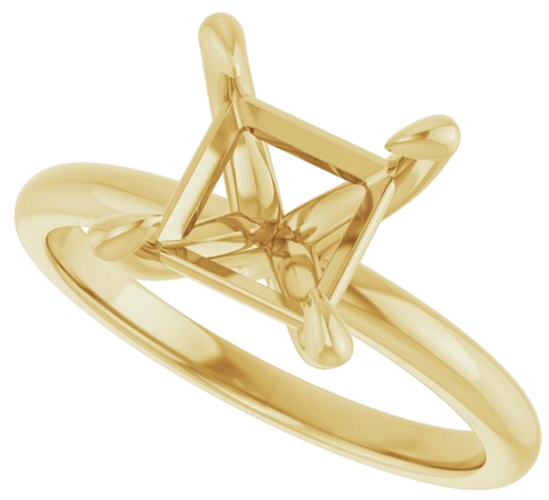 14K Yellow  7x7 mm Square Solitaire Engagement Ring Mounting (5)