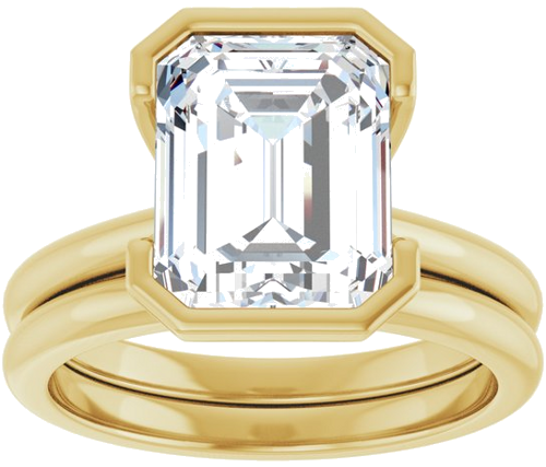 Sužadėtuvių Žiedas „Half-Bezel“ 14k yellow gold Emerald 10mm x 8mm (8)