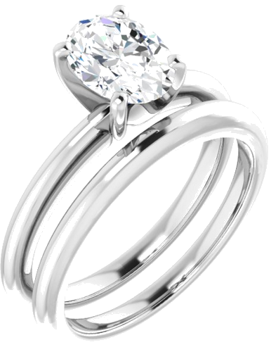 Platinum  8x6 mm Oval Solitaire Engagement Ring Mounting (6)