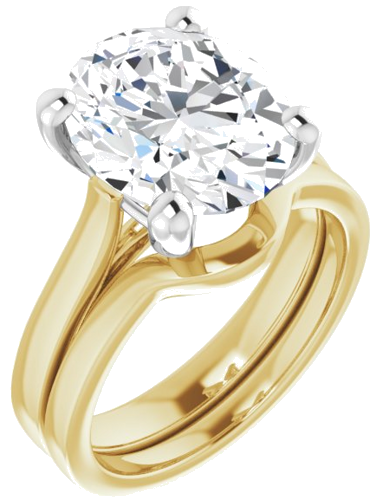 Sužadėtuvių Žiedas 14k yellow/white gold Oval 12mm x 10mm (6)