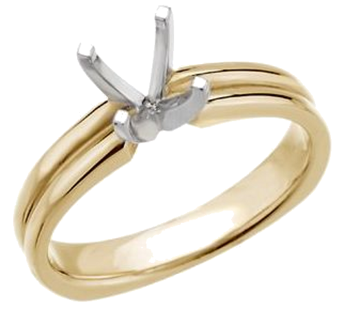 14K Yellow   White 6-6.6 mm Round 4-Prong Ring Mounting (1)