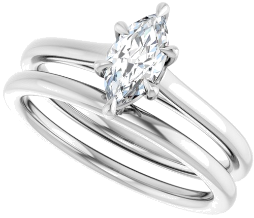 Sužadėtuvių Žiedas „Claw-Pong“ 14k white gold Marquise 8mm x 4mm (10)