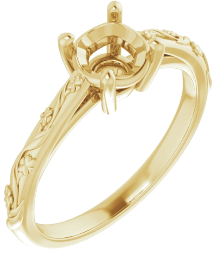 14K Yellow 6 mm Round Solitaire Engagement Ring Mounting (1)