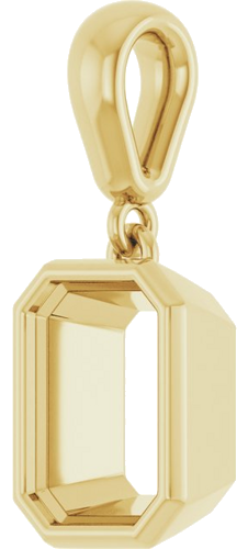 Pakabukas „Bezel-Set“ 585 Geltonojo Aukso Emerald 8mm x 6mm (2)