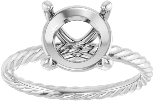 Sužadėtuvių Žiedas „Solitaire Rope“ 14k white gold Round 9.4mm (3)