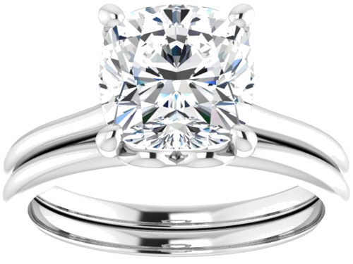 Sužadėtuvių Žiedas „Solitaire“ 585 Baltojo Aukso Cushion 8mm (8)