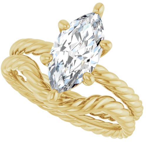 Sužadėtuvių Žiedas „Solitaire Rope“ 14k yellow gold Marquise 12mm x 6mm (10)