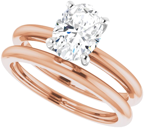 Sužadėtuvių Žiedas „Solitaire“ 585 Baltojo Ir Rožinis Aukso Oval 8mm x 6mm (10)