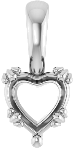 Pakabukas „Decorative Prong Solitaire“ 14k white gold Heart 7mm (1)