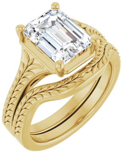 Sužadėtuvių Žiedas „Solitaire“ 14k yellow gold Emerald 9mm x 7mm (6)