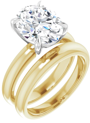 Sužadėtuvių Žiedas „Solitaire“ 585 Baltojo Ir Geltonojo Aukso Oval 11mm x 9mm (6)