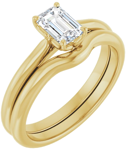 14K Yellow  6x4 mm Emerald Solitaire Engagement Ring Mounting (6)