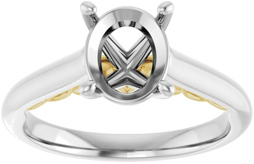 Sužadėtuvių Žiedas „Solitaire“ 585 Baltojo Ir Geltonojo Aukso Oval 9mm x 7mm (3)