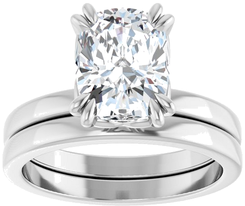 Sužadėtuvių Žiedas „Double Claw-Prong Sculptural Solitaire“ 14k white gold Cushion 9mm x 7mm (8)