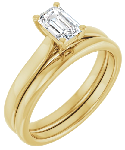 Sužadėtuvių Žiedas „Solitaire“ 417 Geltonojo Aukso Emerald 6mm x 4mm (6)