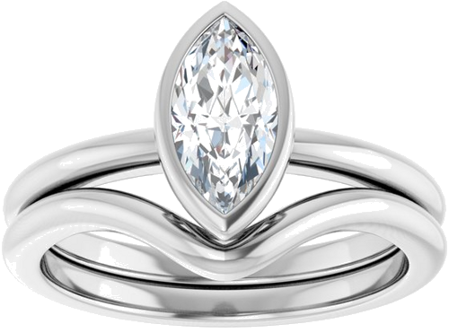 Sužadėtuvių Žiedas „Bezel-Set“ 14k white gold Marquise 9mm x 4.5mm (8)