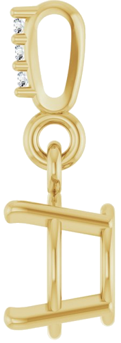 14K Yellow 7 mm Round .01 Natural Diamond Semi-Set Pendant (3)