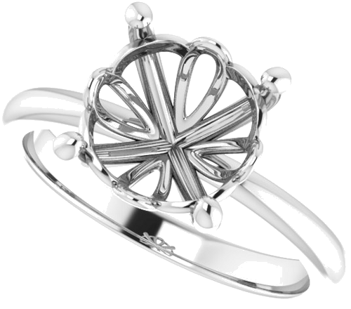 14K White 9.4 mm Round Solitaire Engagement Ring Mounting (5)