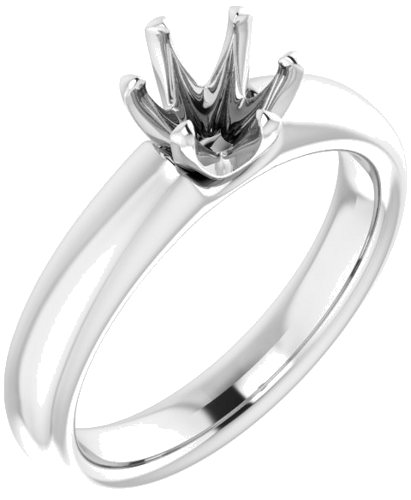 14K White 6 mm Round Engagement Ring Mounting (1)
