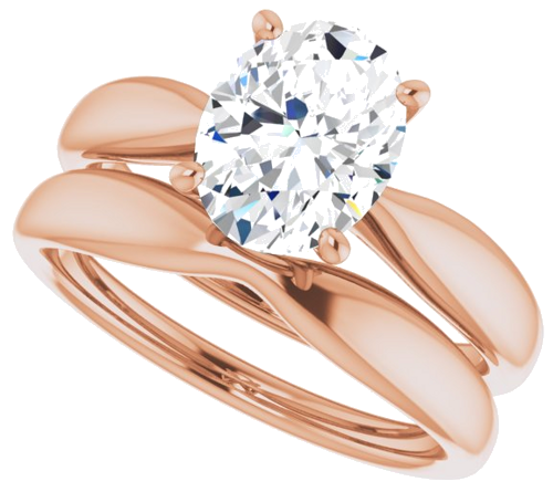 Sužadėtuvių Žiedas „Solitaire“ 585 Rožinis Aukso Oval 9mm x 7mm (10)