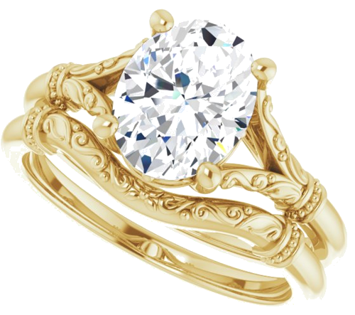 Sužadėtuvių Žiedas „Sculptural“ 14k yellow gold Oval 9mm x 7mm (10)