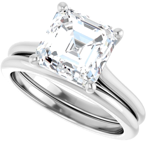 Sužadėtuvių Žiedas „Accented“ 14k white gold Asscher 8mm (10)