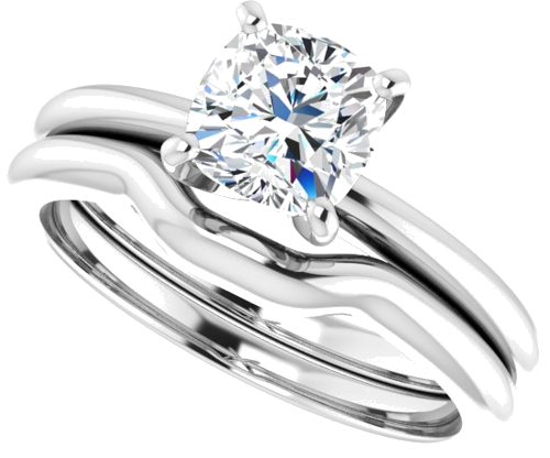 Sužadėtuvių Žiedas „Solitaire“ 585 Baltojo Aukso Cushion 6mm (10)