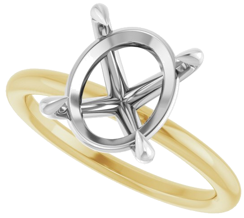 Sužadėtuvių Žiedas „Claw-Prong Solitaire“ 14k yellow/white gold Oval 11mm x 9mm (5)