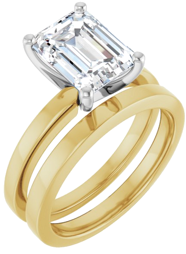 14K Yellow White 9x7 mm Emerald Solitaire Engagement Ring Mounting (6)