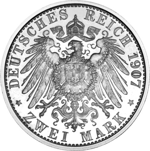 Сребърна монета от 2 марки на Вилхелм II (1891-1912) на Германската империя (2)