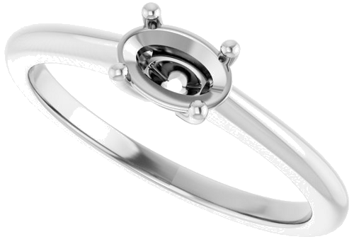 Sužadėtuvių Žiedas „Solitaire“ 14k white gold Oval 6mm x 4mm (5)