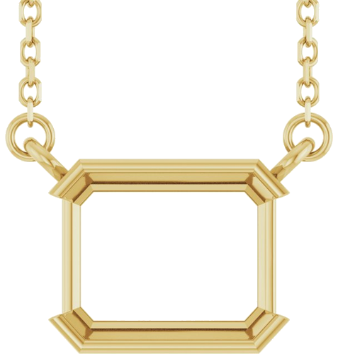 Pakabukas „Half-Bezel Solitaire“ 14k yellow gold Emerald 9mm x 7mm (1)