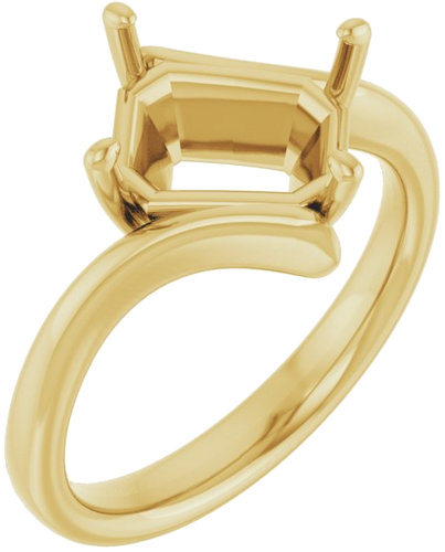 Sužadėtuvių Žiedas „Solitaire Bypass“ 14k yellow gold Emerald 9mm x 7mm (1)
