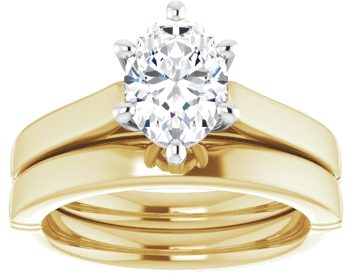 Sužadėtuvių Žiedas „Solitaire“ 14k yellow/white gold Oval 8mm x 6mm (8)