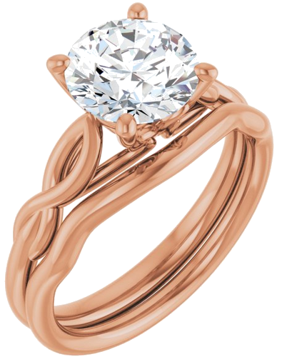Sužadėtuvių Žiedas „Solitaire Sculptural“ 14k rose gold Round 8mm (6)