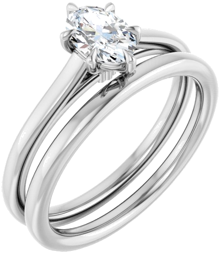 Sužadėtuvių Žiedas „Claw-Pong“ 14k white gold Oval 6.5mm x 4.5mm (6)