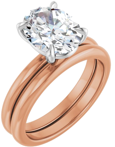 Sužadėtuvių Žiedas 585 Baltojo Ir Rožinis Aukso Oval 10mm x 8mm (6)