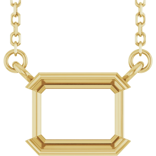Pakabukas „Half-Bezel Solitaire“ 14k yellow gold Emerald 8mm x 6mm (1)