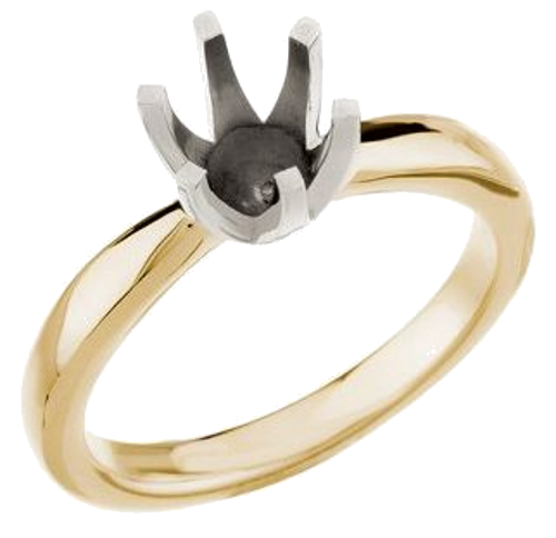 14K Two-Tone 6.5 mm Round Tall 6-Prong Solstice Solitaire® Ring Mounting (1)