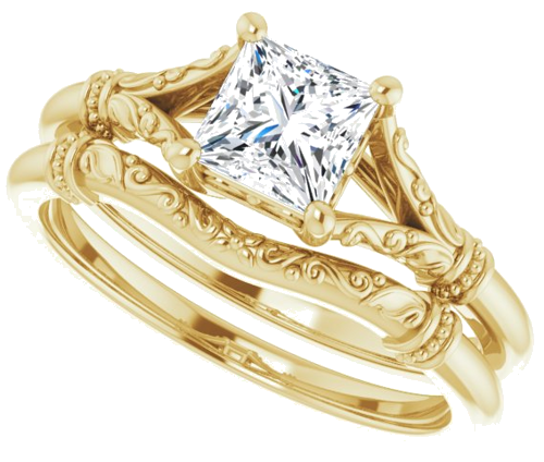 Sužadėtuvių Žiedas „Sculptural“ 14k yellow gold Square 5mm (10)
