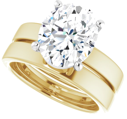 Sužadėtuvių Žiedas „Solitaire“ 14k yellow/white gold Oval 11mm x 9mm (10)