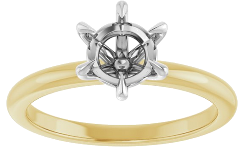 Sužadėtuvių Žiedas „Solitaire“ 14k yellow/white gold Round 6.5mm (3)