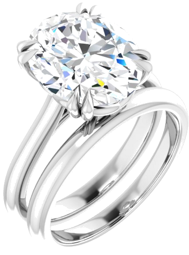 Sužadėtuvių Žiedas „Solitaire“ 585 Baltojo Aukso Oval 12mm x 10mm (6)