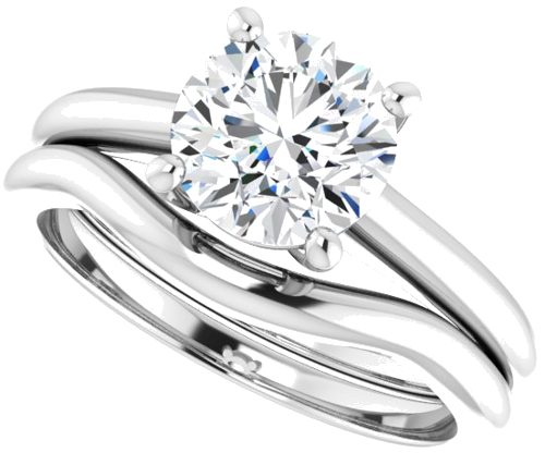 Sužadėtuvių Žiedas „V-End Prong“ 14k white gold Round 7.4mm (10)