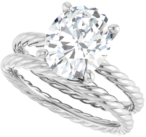 14K White 10x8 mm Oval Solitaire Engagement Ring Mounting (10)