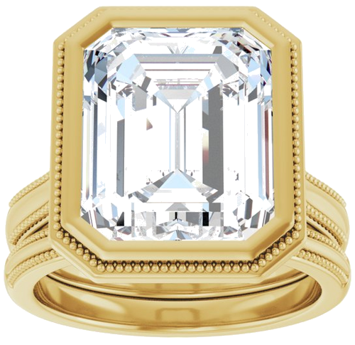 Sužadėtuvių Žiedas „Bezel-Set Solitaire“ 14k yellow gold Emerald 12mm x 10mm (8)