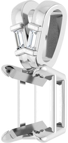 14K White 7x5 mm Emerald .03 CTW Natural Diamond Semi-Set Pendant (2)