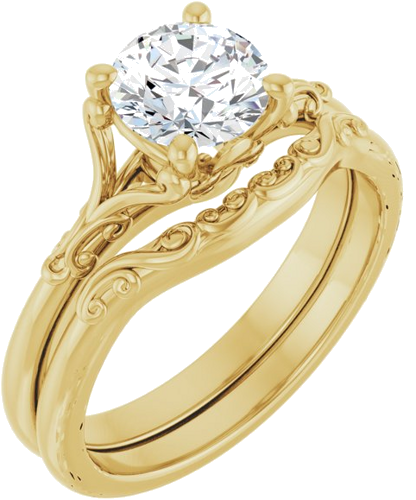 Sužadėtuvių Žiedas „Solitaire“ 14k yellow gold Round 6.5mm (6)