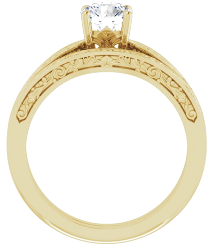 Sužadėtuvių Žiedas „Floral Solitaire“ 585 Geltonojo Aukso Round 5.8mm (7)