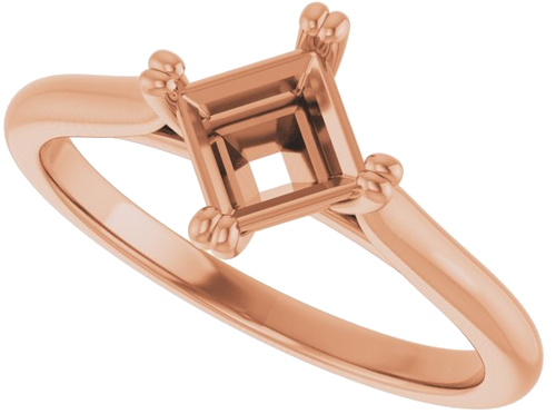 Sužadėtuvių Žiedas „Double Claw-Prong Solitaire“ 10k rose gold Square 5mm (5)